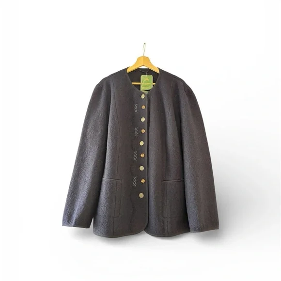 Moser Austria Boiled Wool Trachten Jacket Navy EU 48 Salzburg NWT - Picture 2 of 12